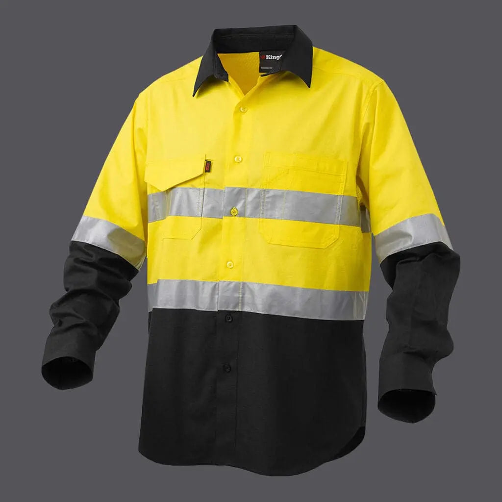 KingGee WorkCool 2 Hi Vis Reflective Long Sleeve Work Shirt K54880 Metro Workwear.